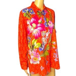 Label Ritu Kumar Art to Wear Orange Floral Print Top LRK Size 3